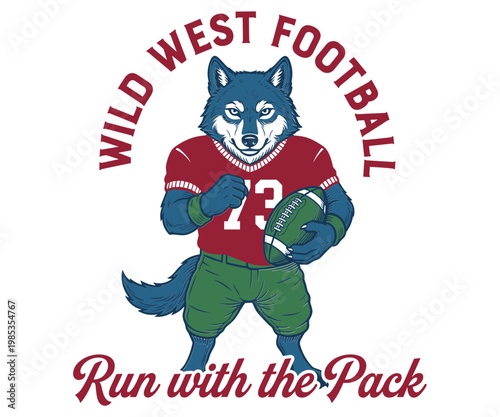 Wild West Football  a wolf the spirit of the game.