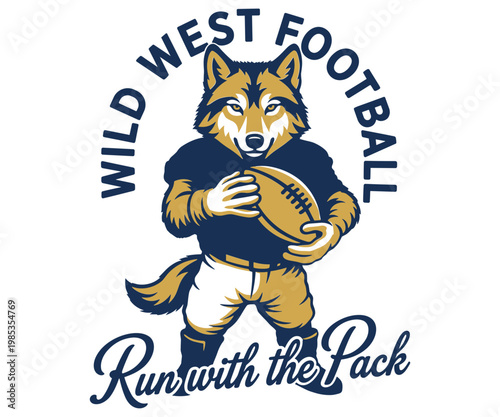 Wild West Football wolf the wild spirit of the West svg.
