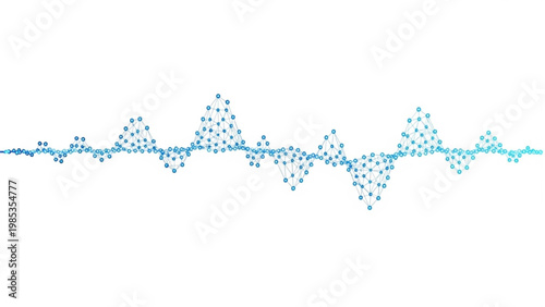 Abstract blue network wave pattern with connected dots on a white background