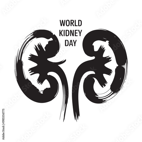World kidney day illustration featuring stylized human kidneys and bold text overlay