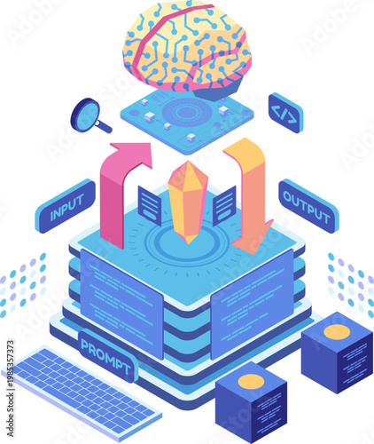 Isometric AI Prompt Engineering and Generative AI Technology