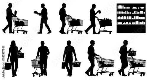 Vector Silhouettes Capturing Diverse Shopping Experiences in a Retail Environment