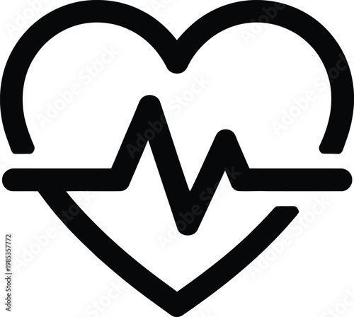 Heartbeat ekg line icon with heartbeat cardiology electrocardiogram