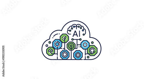 Artificial Intelligence Network Cloud Computing Concept