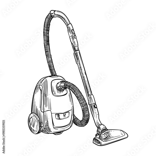 vacuum cleaner vector line art hand drawn illustration