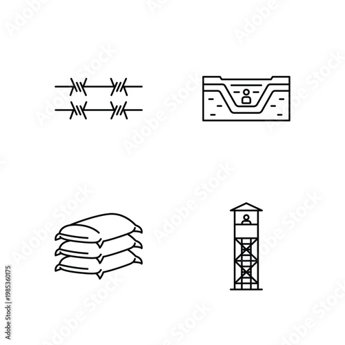 Military Defense and Border Security Icon Set