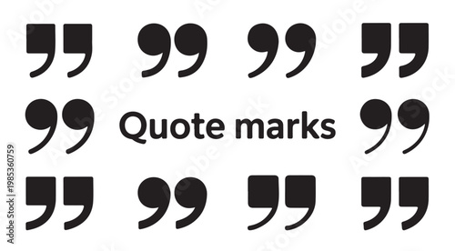 Variety of quotation mark styles and typography examples.