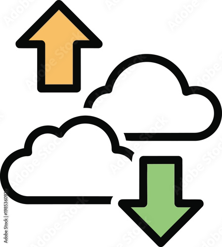 Cloud Computing Data Transfer Upload Download Arrows Icon Vector