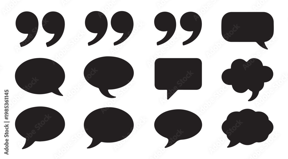 Fototapeta premium Speech bubbles and quotation marks in different styles and shapes.