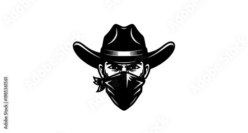 Cowboy outlaw with bandana and hat menacing stare wild west old west