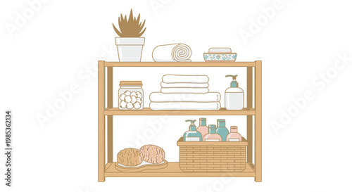 Bathroom Shelf with Towels and Accessories, Clean Home Decor