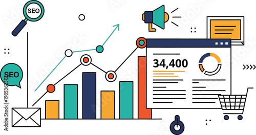 SEO Analytics Chart Growth Data Digital Marketing Strategy Business Growth
