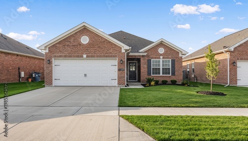 Modern suburban houses with clean street and well maintained lawns under bright daylight representing residential neighborhood lifestyle