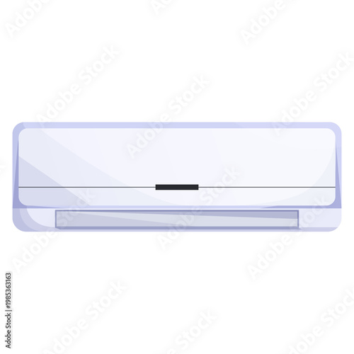 Wall-mounted air conditioner shown in clean minimal style on white background, concept of home climate control. Vector illustration