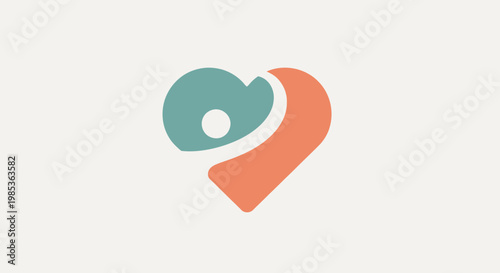 Abstract Heart Shape with Human Figure Silhouette, Love, Care, Health Concept
