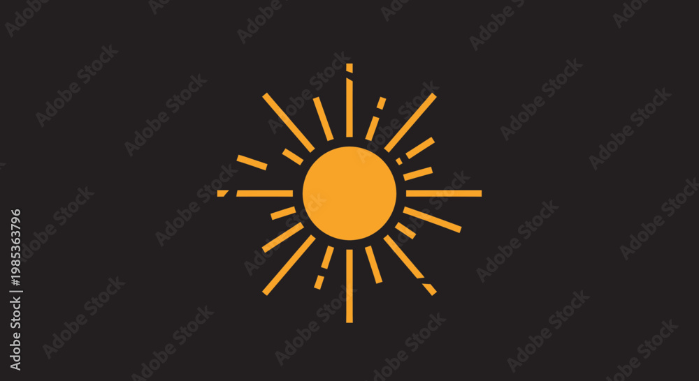 Fototapeta premium Abstract Sun Icon on Dark Background, Geometric Rays, Minimalist Solar Symbol