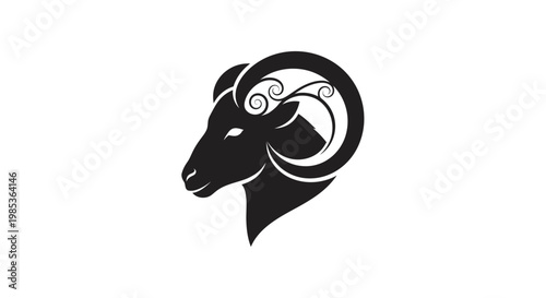 Aries Zodiac Sign Silhouette - Ram Head Icon