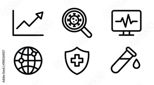 Science and Technology Icon Set Showcasing Health Lab Security Growth.