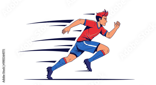 Athlete Running Fast, Dynamic Motion, Sports Concept, Speed Lines