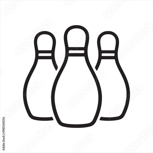 Three Bowling Pins Line Art Icon for Sports and Leisure Activities

