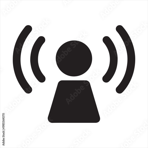 Broadcasting Person or Live Streamer Solid Glyph Icon for Media and Communication
