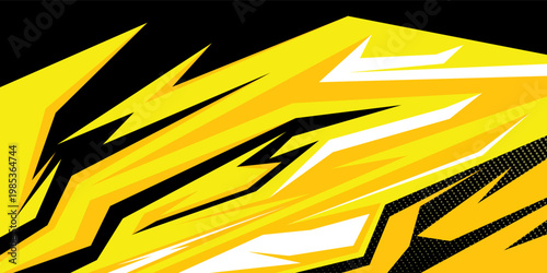 Abstract Racing Graphic Background with Sharp Geometric Shapes and Sporty Vinyl Wrap Design. Modern Vector Pattern for Car Decal, Livery, Motocross, Truck, and Extreme Sports Automotive Aesthetics.