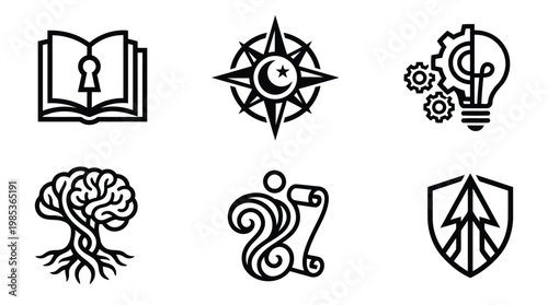 Knowledge Icon Set Representing Concepts And Innovations.