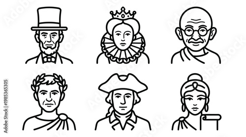 Group of Vintage Character Portraits in Classic Styles.