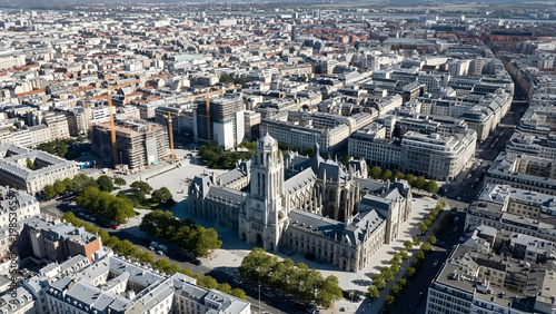 Aerial view of the historic Houses of Parliament and surrounding cityscape in London