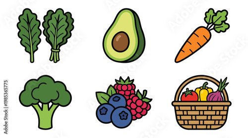 Assorted Fruits and Vegetables Assortment on Display.