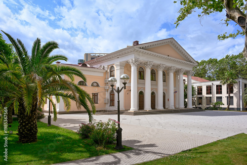 Entrance to the Town Hall building of Sochi on a summer day, Krasnodar region of Russia