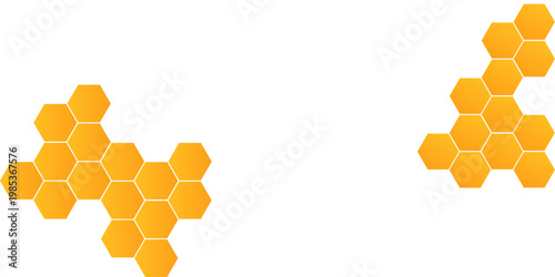 Abstract pattern seamless yellow hexagon honeycombs on a white background. Honey comb background pattern symbol vector design