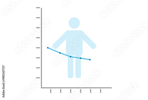 体重の推移を目視出来る折れ線グラフのUIイラスト