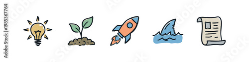 Business startup and creative ideas doodle icons