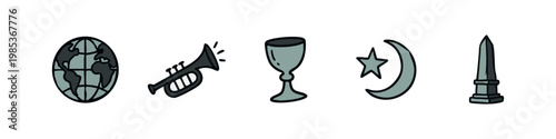 History culture and global symbols doodle icons