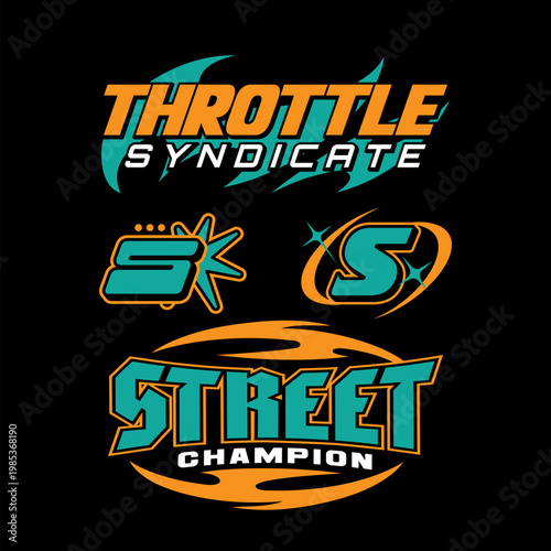 racing badge y2k style streetwear auto racing logo idea for a clothing brand. Design vector typography for decal auto and t-shirt streetwear clothing