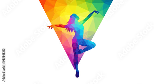 Colorful Abstract Dancer Silhouette on White Background