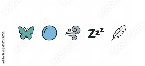 Softness and Nature Symbols Hand Drawn Icons