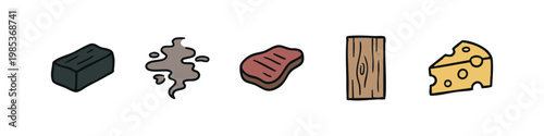 Fresh salmon steak or fillet icon, healthy food doodle illustration