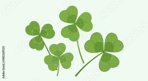 Four Leaf Clover Lucky Charm Green Leaves Nature Background