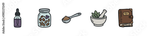 Herbal Medicine and Preparation Icons