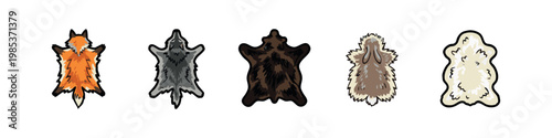 Colorful Animal Hides and Pelts Icons