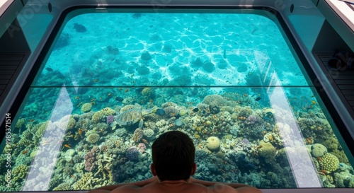 Man looking at underwater ocean view.