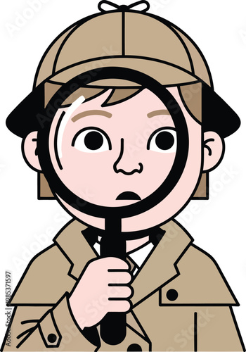Curious Detective with Magnifying Glass, Sherlock Holmes Style
