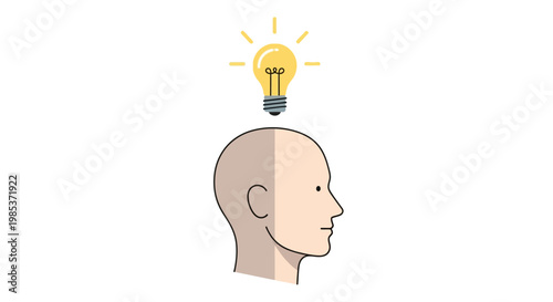 A bright idea illuminates a human head, symbolizing inspiration and innovation.
