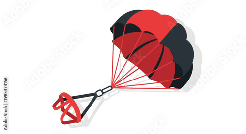Red and black parachute equipment detail.