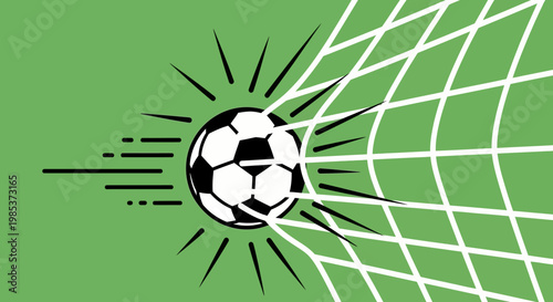 Soccer ball entering the goal net.