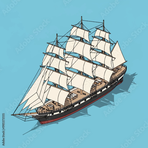 An illustration of a large sailing ship.