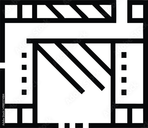 Linear Stage Presentation Icon Showing Dynamic Interior Space for Events