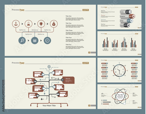 Six Logistics Diagrams Slide Templates Set